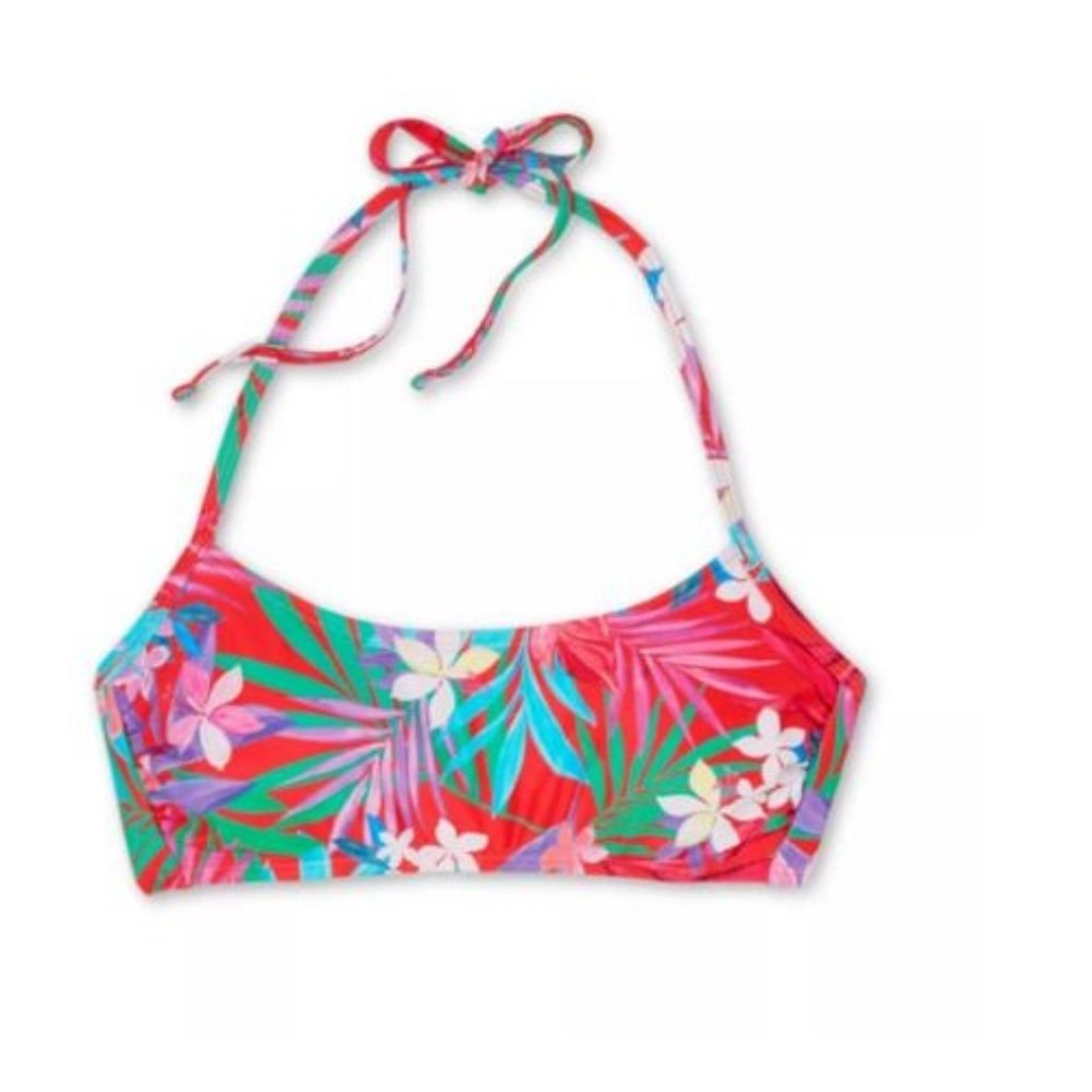 Xhilaration Juniors' XL (12-14) Halter Bralette Tropical Print Bikini Top